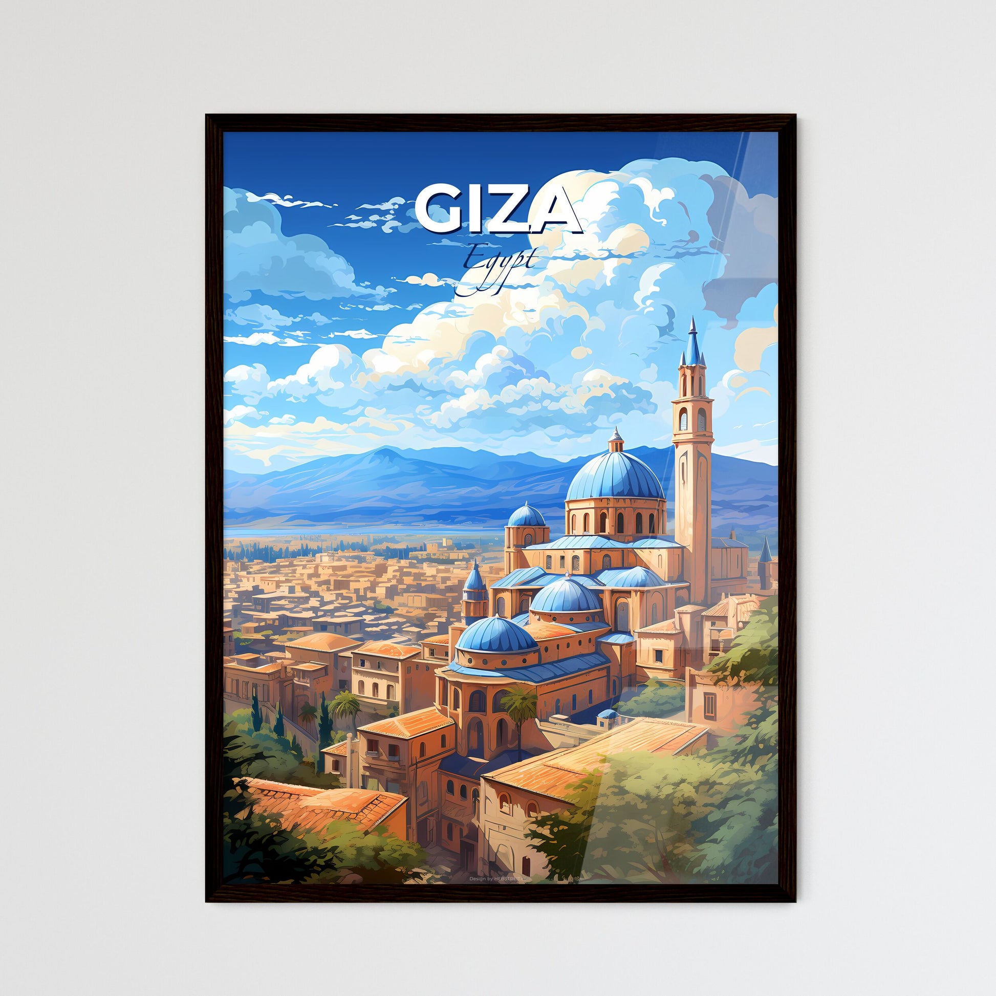 Giza Egypt Skyline - A City With A Blue Dome And Towers - Customizable Travel Gift Default Title