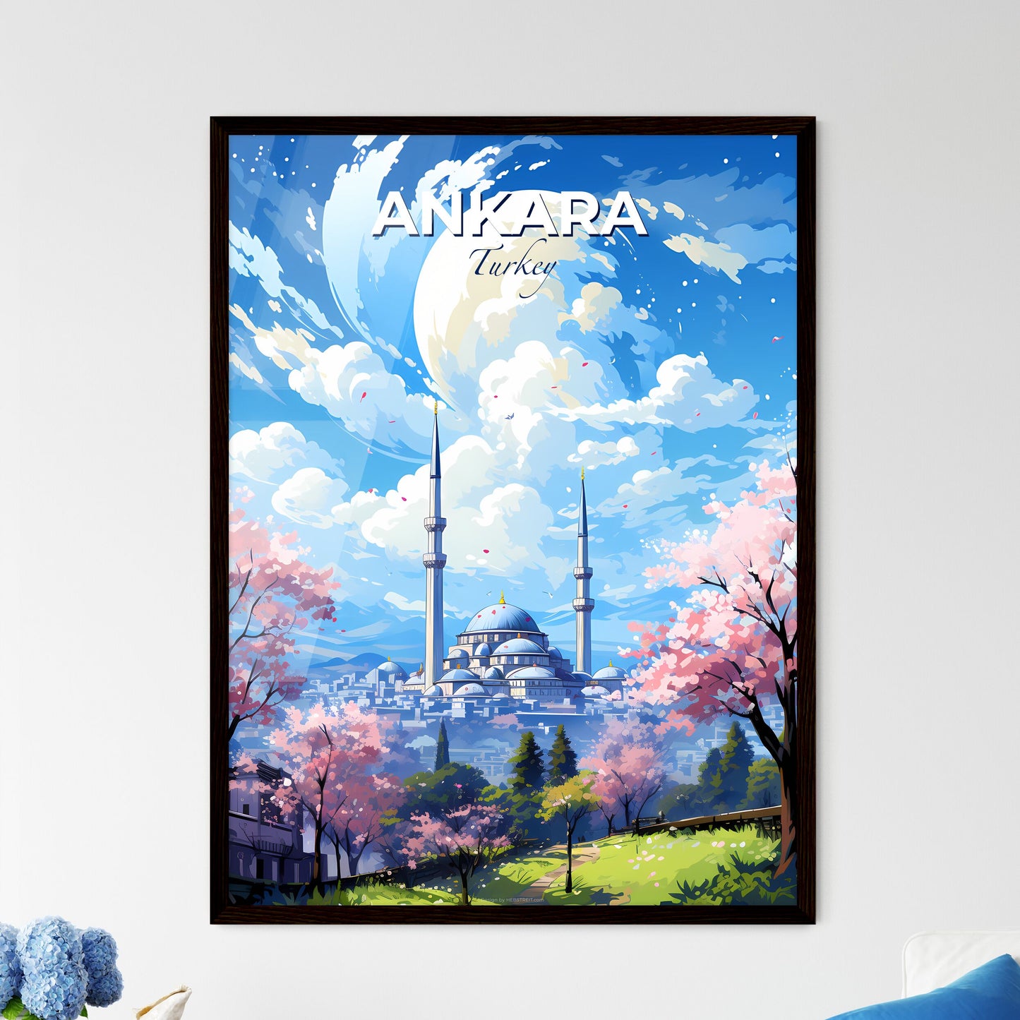 Ankara Turkey Skyline - A Building With Towers And Towers In Front Of A Blue Sky With Clouds - Customizable Travel Gift Default Title