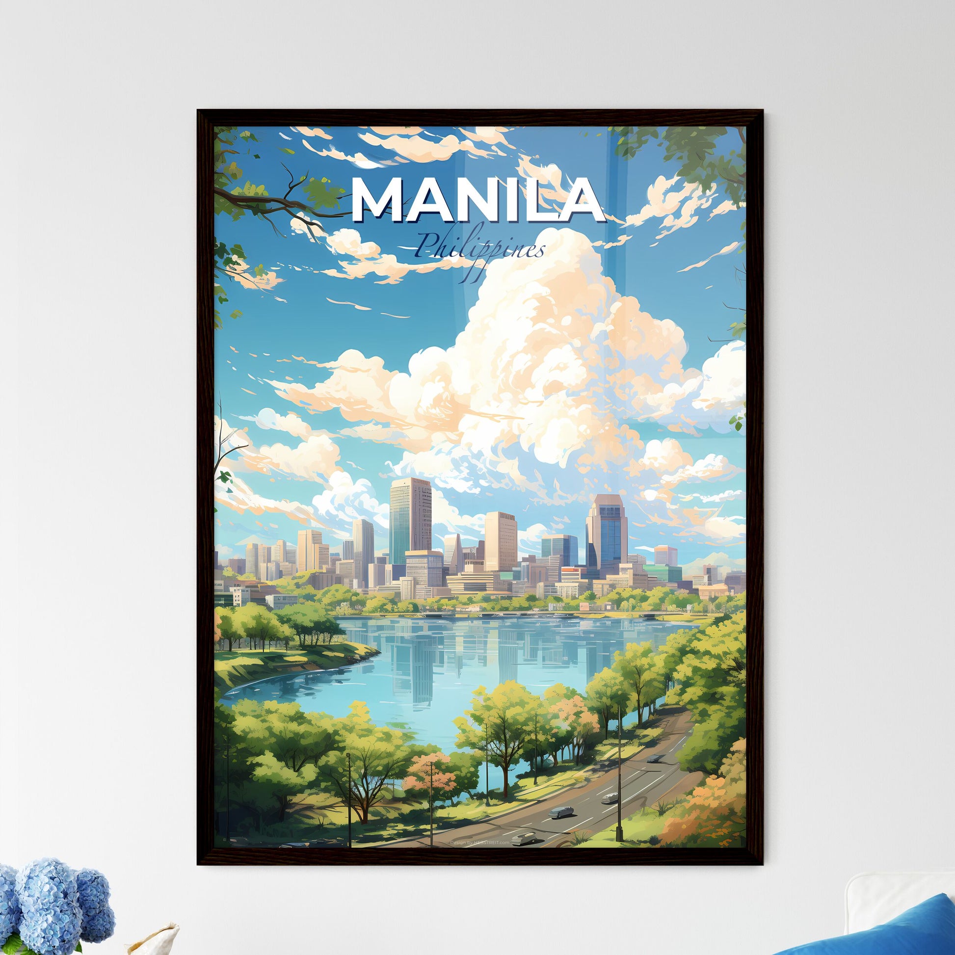 Manila Philippines Skyline - A Cityscape With A River And Trees - Customizable Travel Gift Default Title