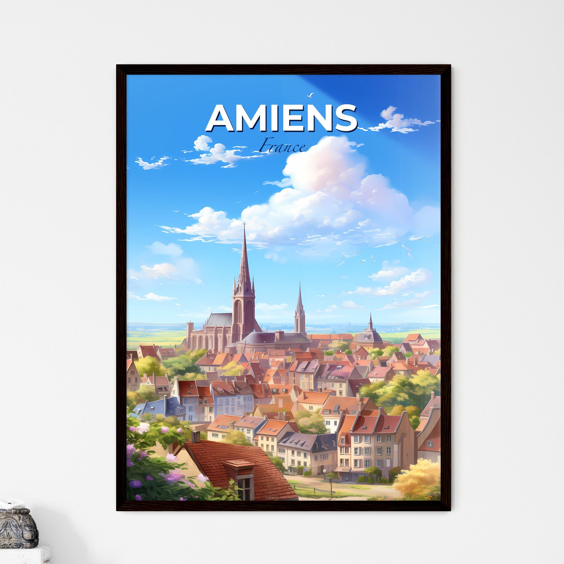 Amiens France Skyline - A City With A Church And Buildings - Customizable Travel Gift Default Title