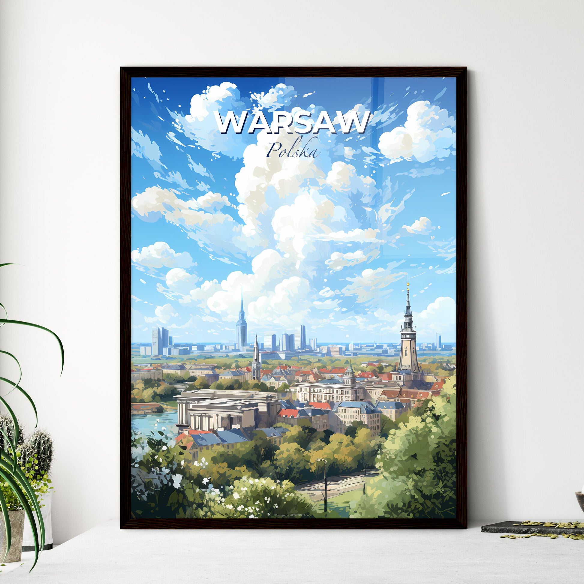 Warsaw Polska Skyline - A City Landscape With Trees And Buildings - Customizable Travel Gift Default Title