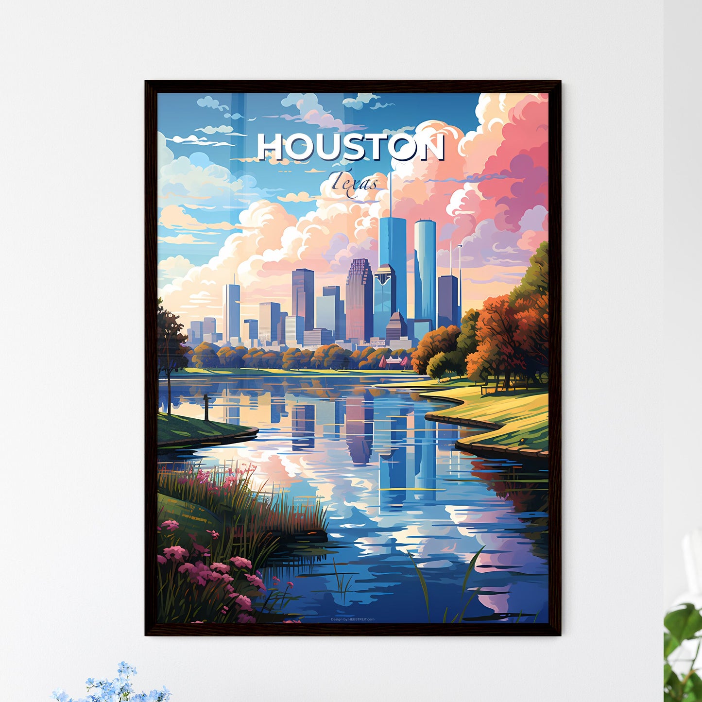 Houston Skyline - A River With A City In The Background - Customizable Travel Gift Default Title