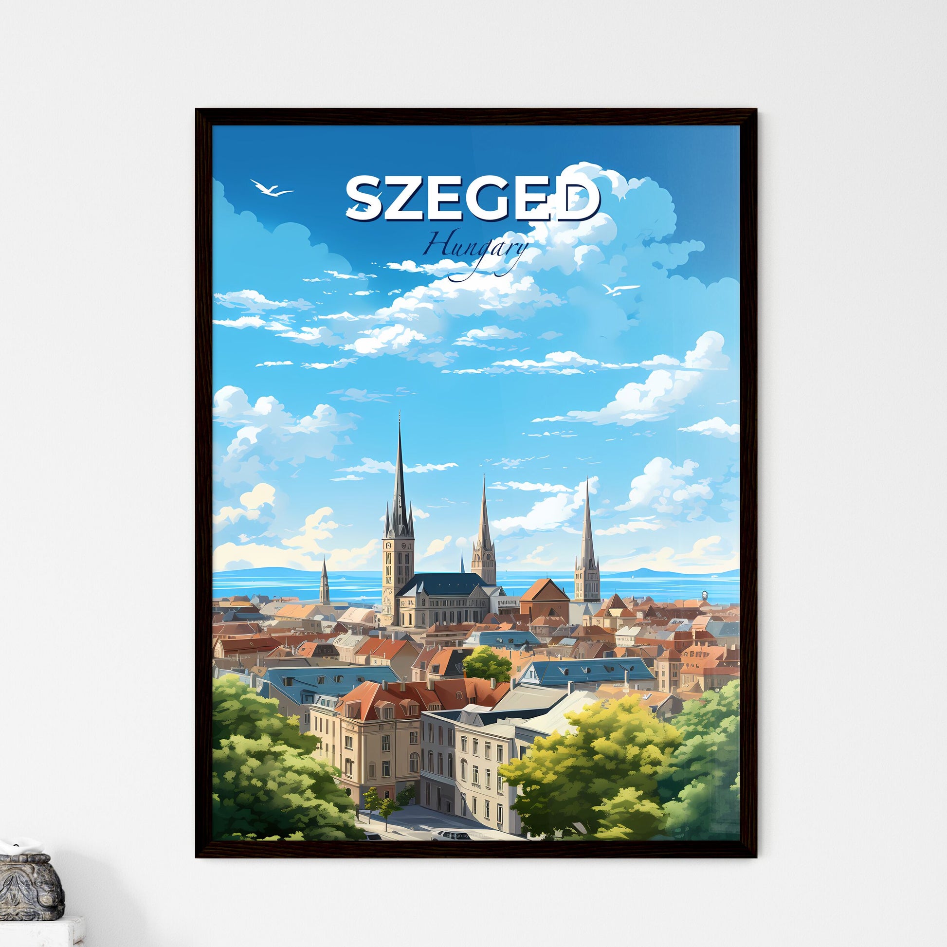 Szeged Hungary Skyline - A City With Towers And Trees - Customizable Travel Gift Default Title