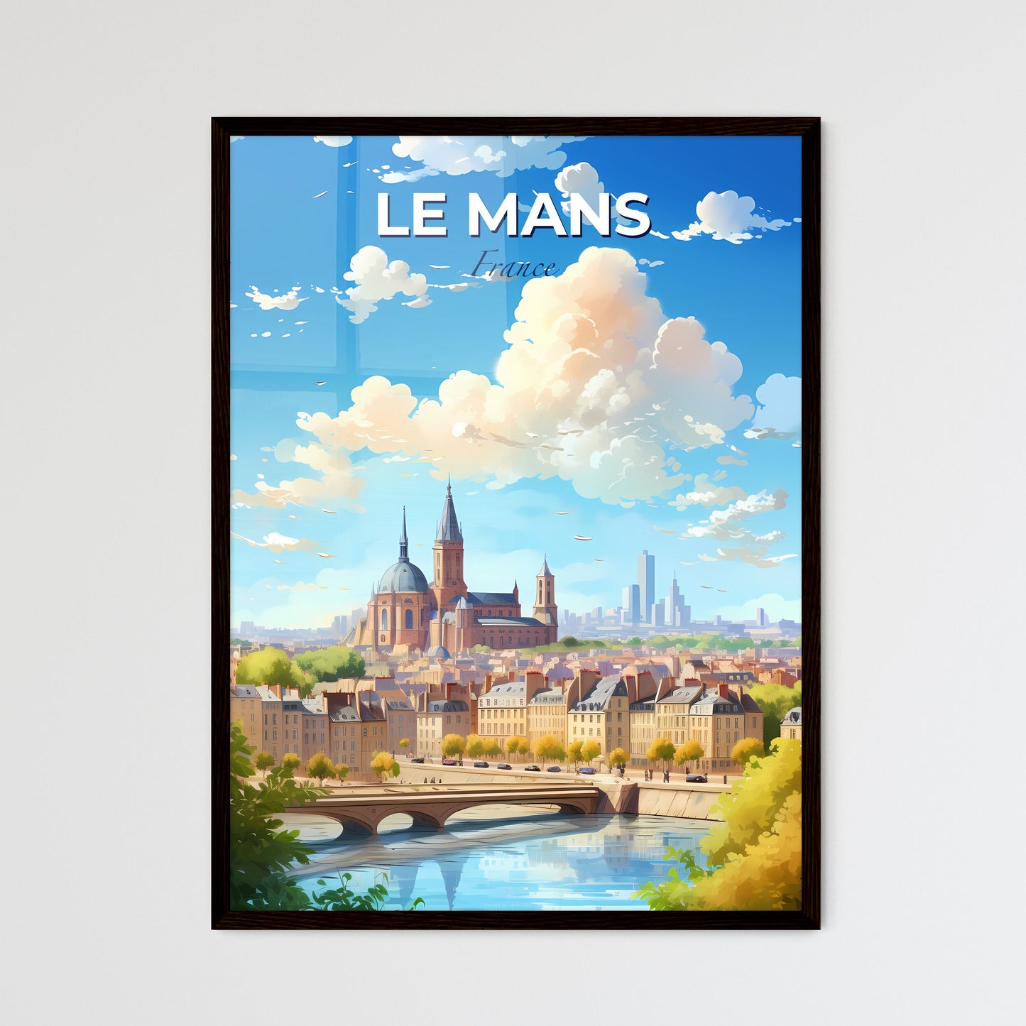 Le Mans France Skyline - A City With A Bridge And A Bridge And A Large Building - Customizable Travel Gift Default Title