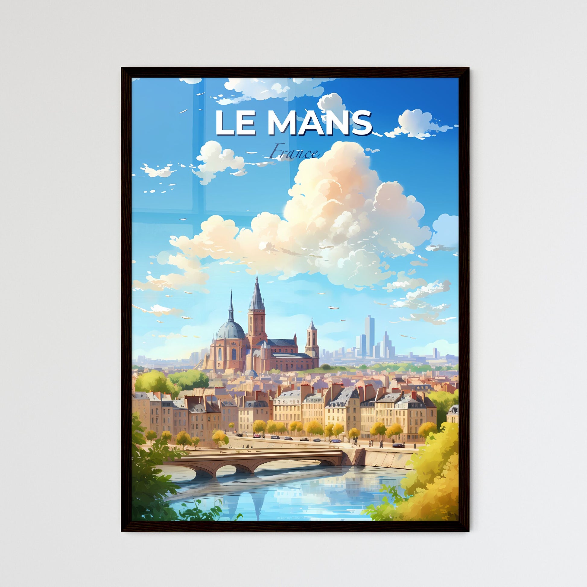 Le Mans France Skyline - A City With A Bridge And A Bridge And A Large Building - Customizable Travel Gift Default Title