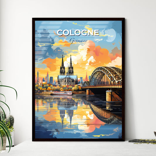 Cologne Germany Skyline - A Bridge Over Water With A Church And A Bridge - Customizable Travel Gift Default Title