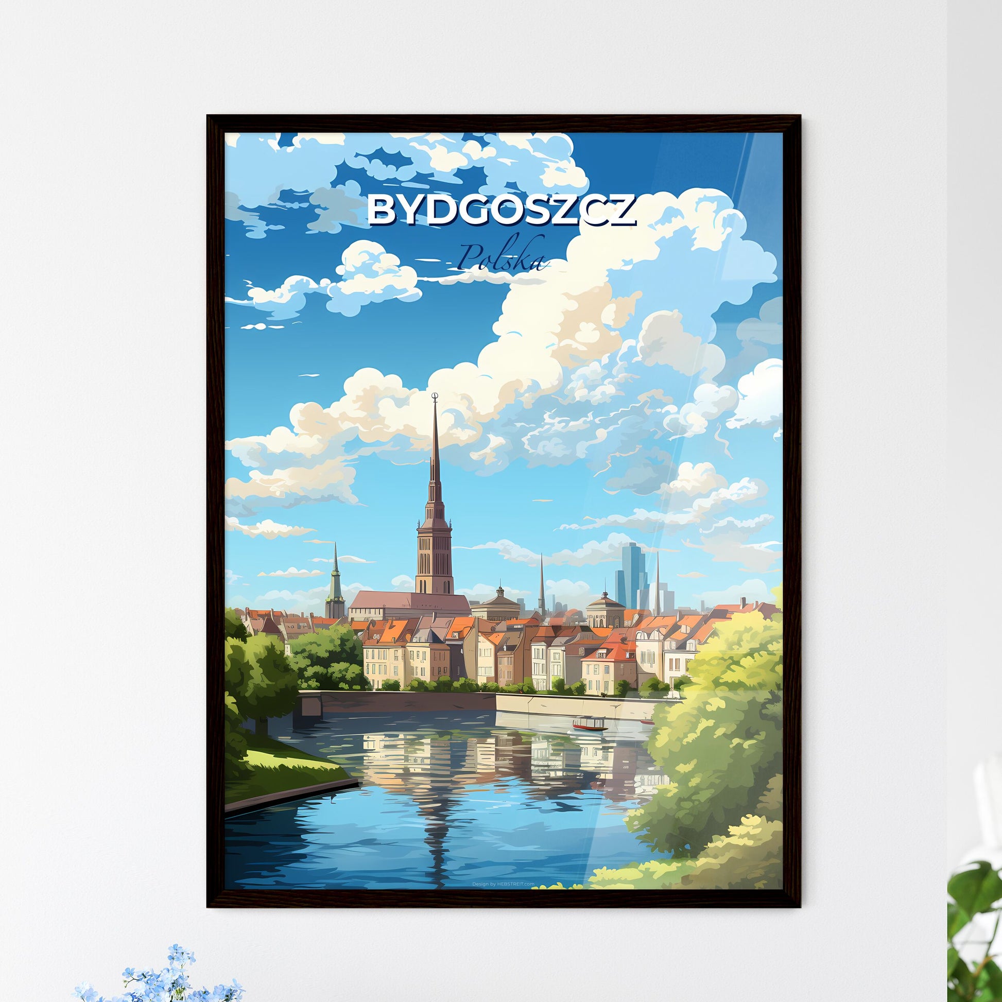 Bydgoszcz Polska Skyline - A River With Trees And Buildings In The Background - Customizable Travel Gift Default Title