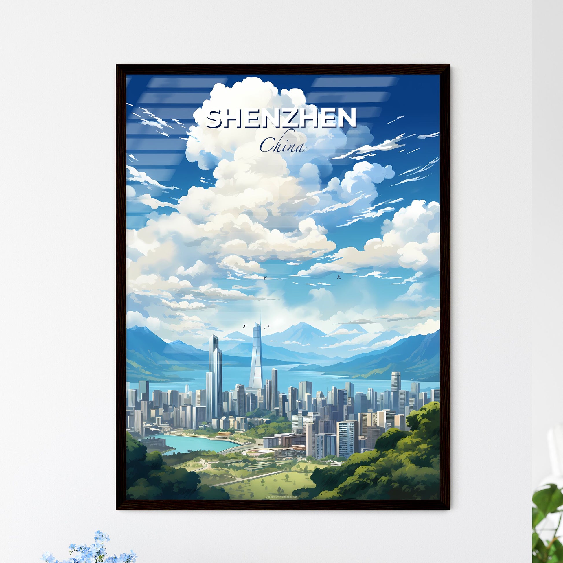 Shenzhen China Skyline - A Cityscape With Mountains And Water - Customizable Travel Gift Default Title