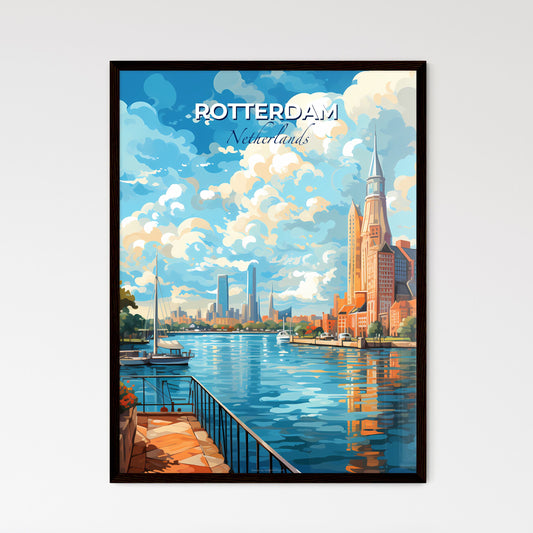 Rotterdam Netherlands Skyline - A Water With Boats And Buildings In The Background - Customizable Travel Gift Default Title
