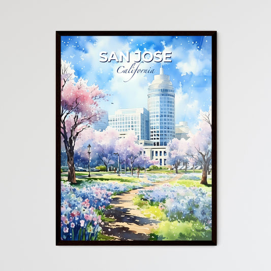 San Jose California Skyline - A Park With Trees And Buildings - Customizable Travel Gift Default Title