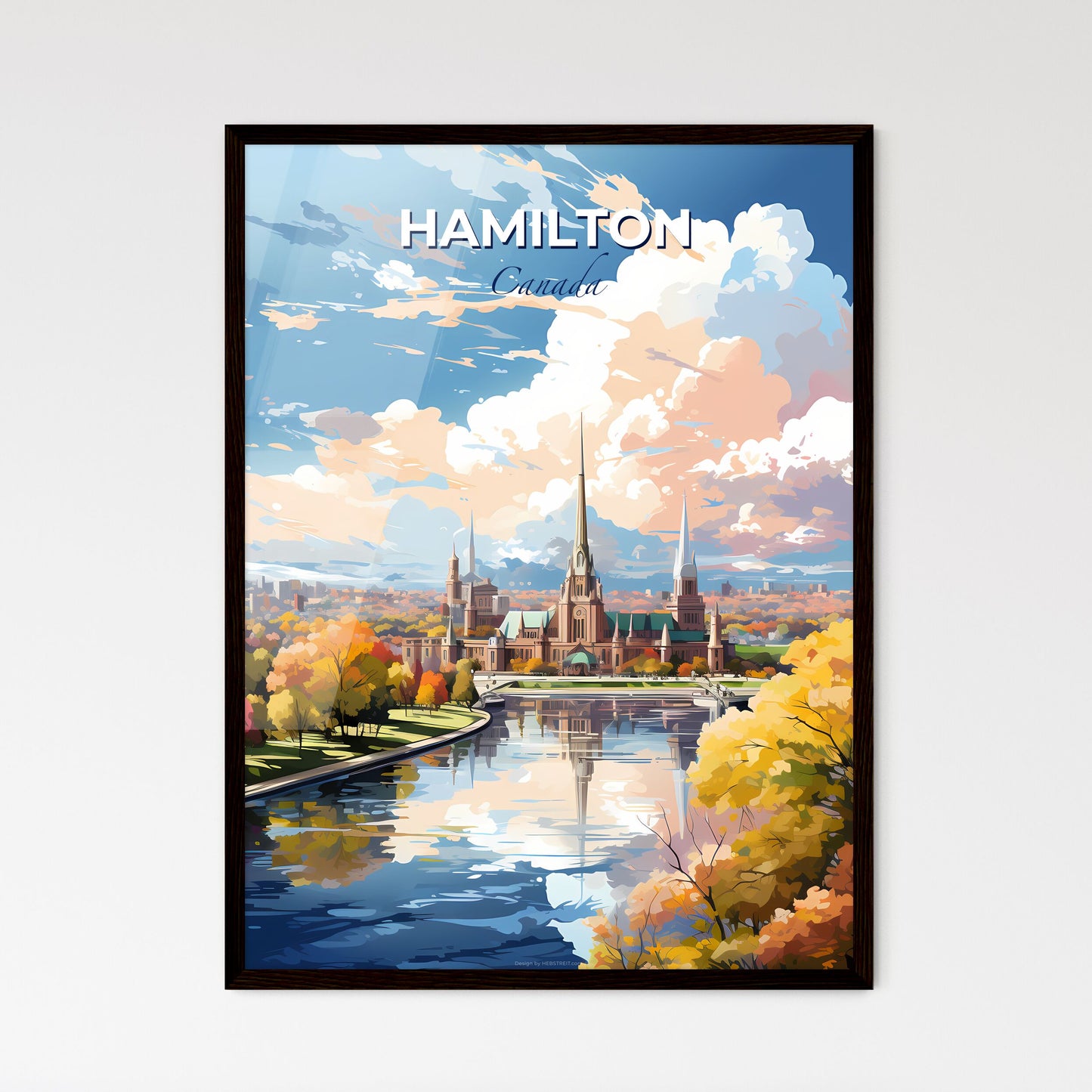 Hamilton Canada Skyline - A Castle With Trees And A River - Customizable Travel Gift Default Title