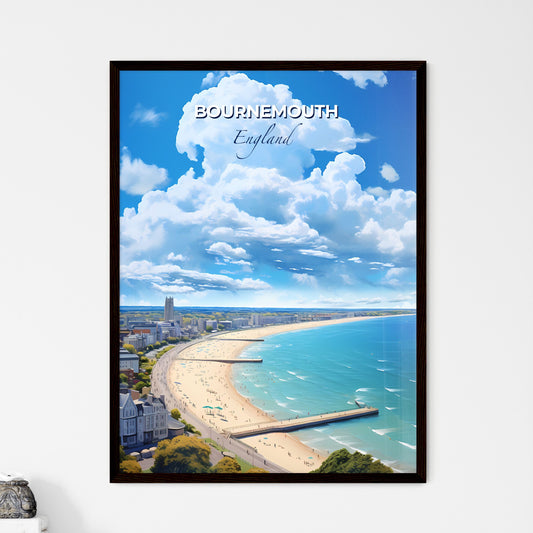 Bournemouth England Skyline - A Beach With Buildings And A Pier - Customizable Travel Gift Default Title