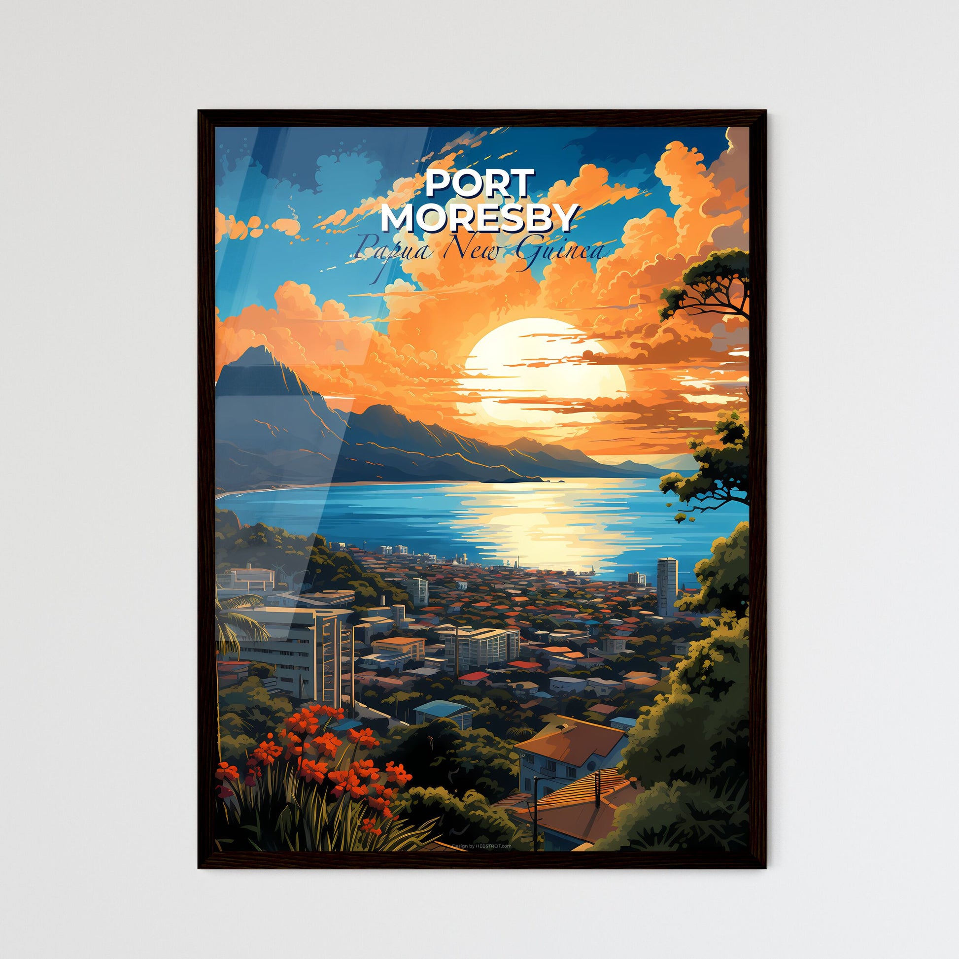 Port Moresby Papua New Guinea Skyline - A Sunset Over A City - Customizable Travel Gift Default Title