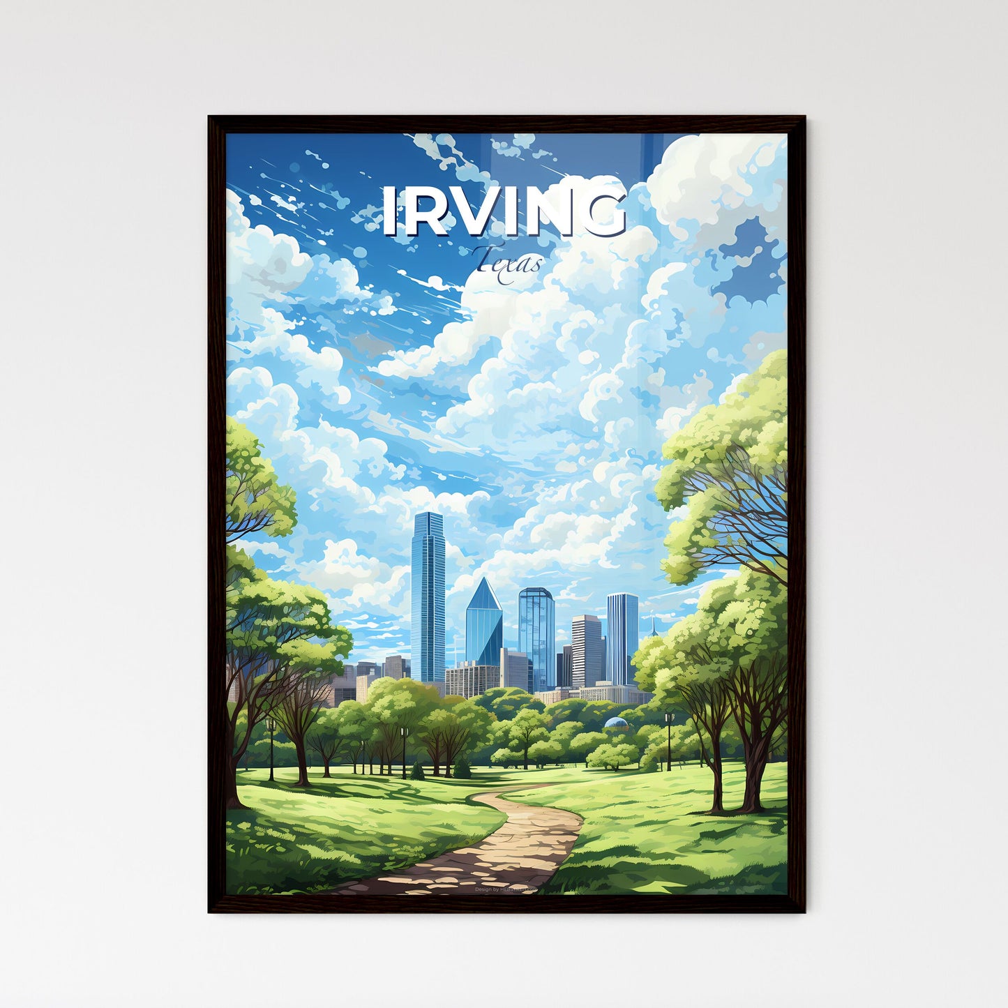 Irving Texas Skyline - A Park With Trees And A City In The Background - Customizable Travel Gift Default Title