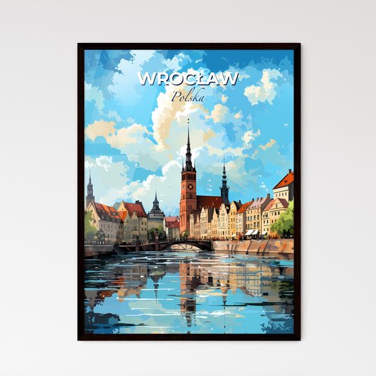 Wrocaw Polska Skyline - A Water Body With A Bridge And A City With A Clock Tower - Customizable Travel Gift Default Title