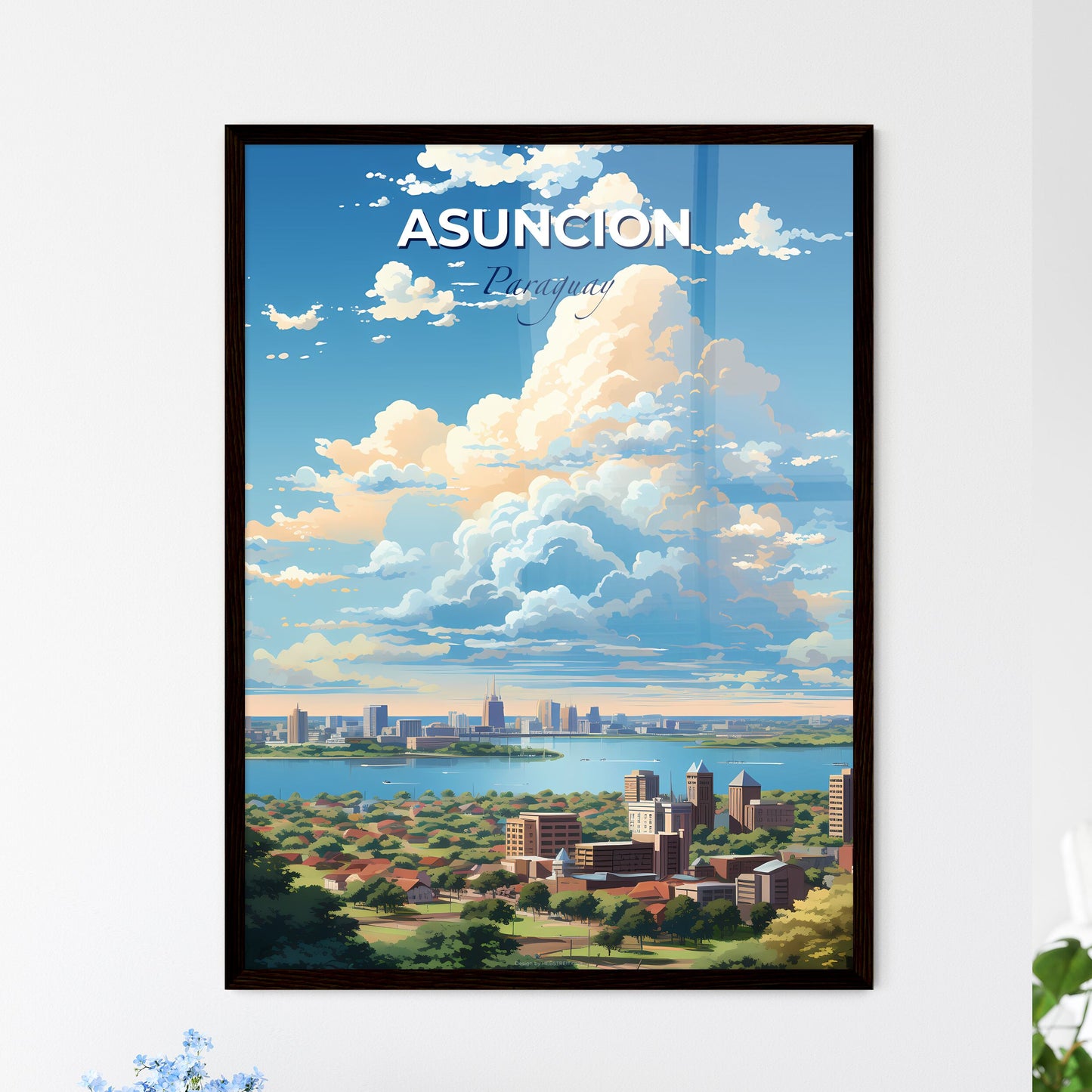 Asuncion Paraguay Skyline - A Cityscape With A Body Of Water And Clouds - Customizable Travel Gift Default Title