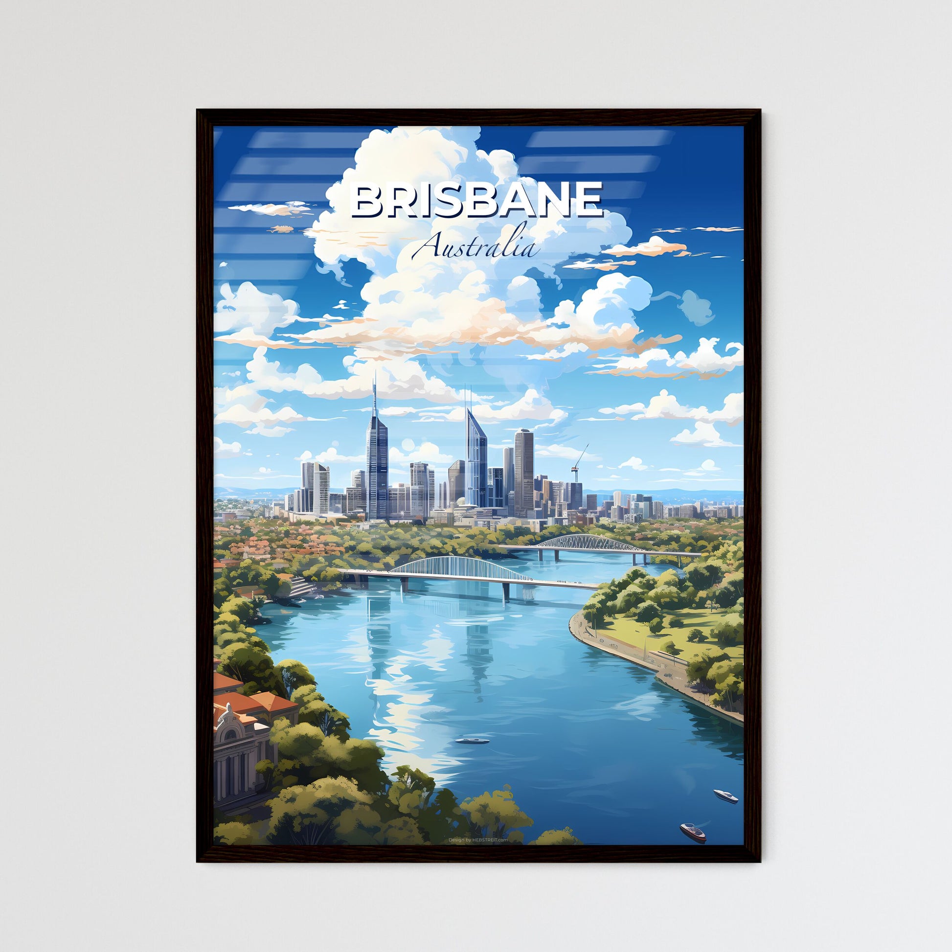 Brisbane Australia Skyline - A River With A Bridge And A City In The Background - Customizable Travel Gift Default Title