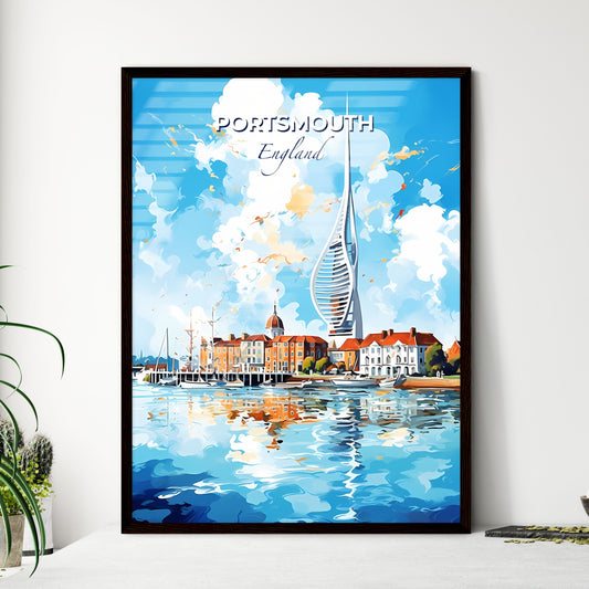 Portsmouth England Skyline - A Watercolor Of A City And A Tall Tower - Customizable Travel Gift Default Title