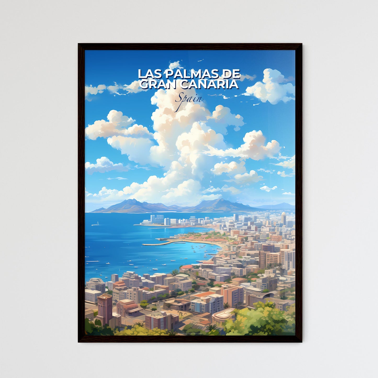 Las Palmas de Gran Canaria Spain Skyline - A - Framed Art Print