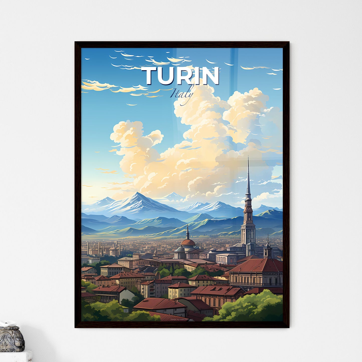 Turin Italy Skyline - A City With Mountains In The Background - Customizable Travel Gift Default Title