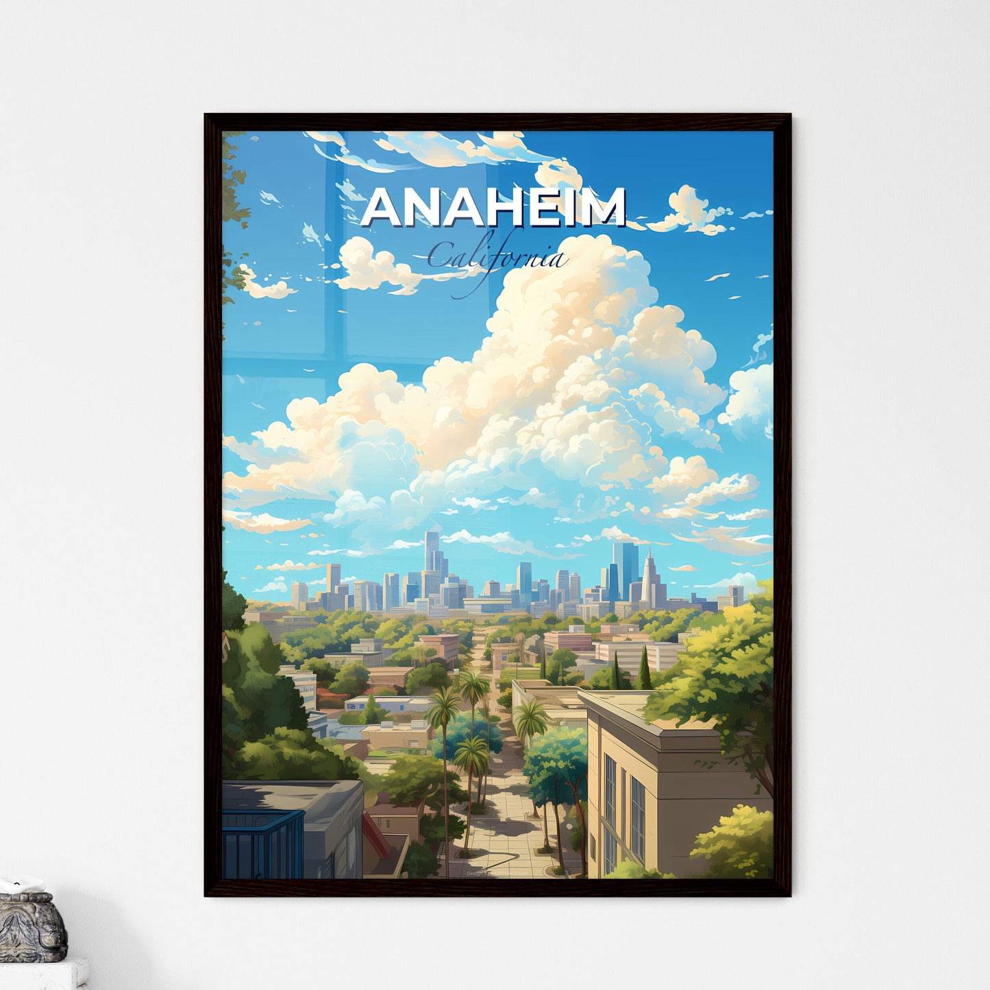 Anaheim California Skyline - A City With Trees And Buildings - Customizable Travel Gift Default Title