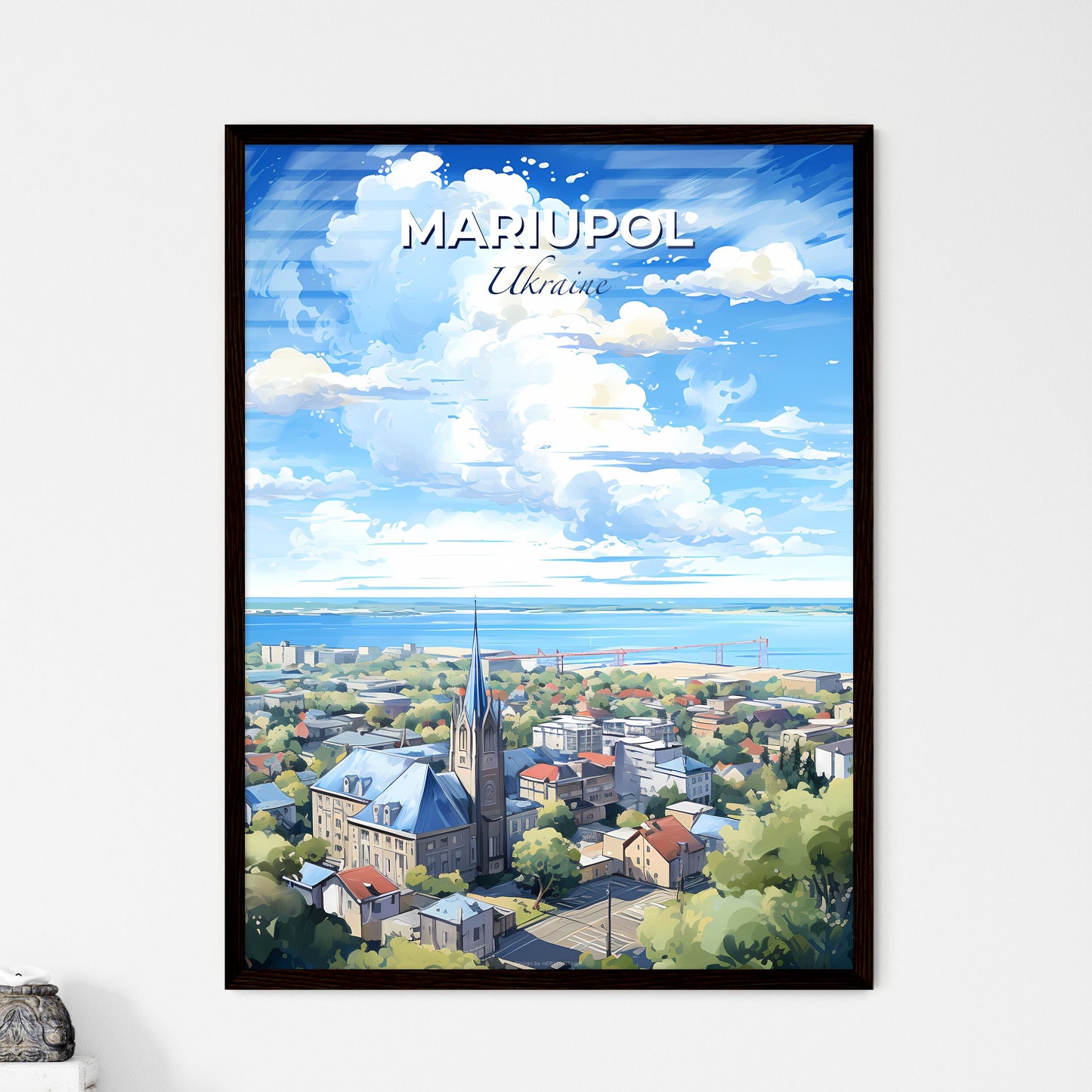 Mariupol Ukraine Skyline - A City With A Church And Trees And Water - Customizable Travel Gift Default Title