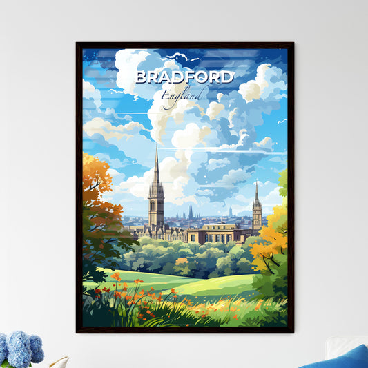 Bradford England Skyline - A Landscape Of A City With Trees And A Building - Customizable Travel Gift Default Title