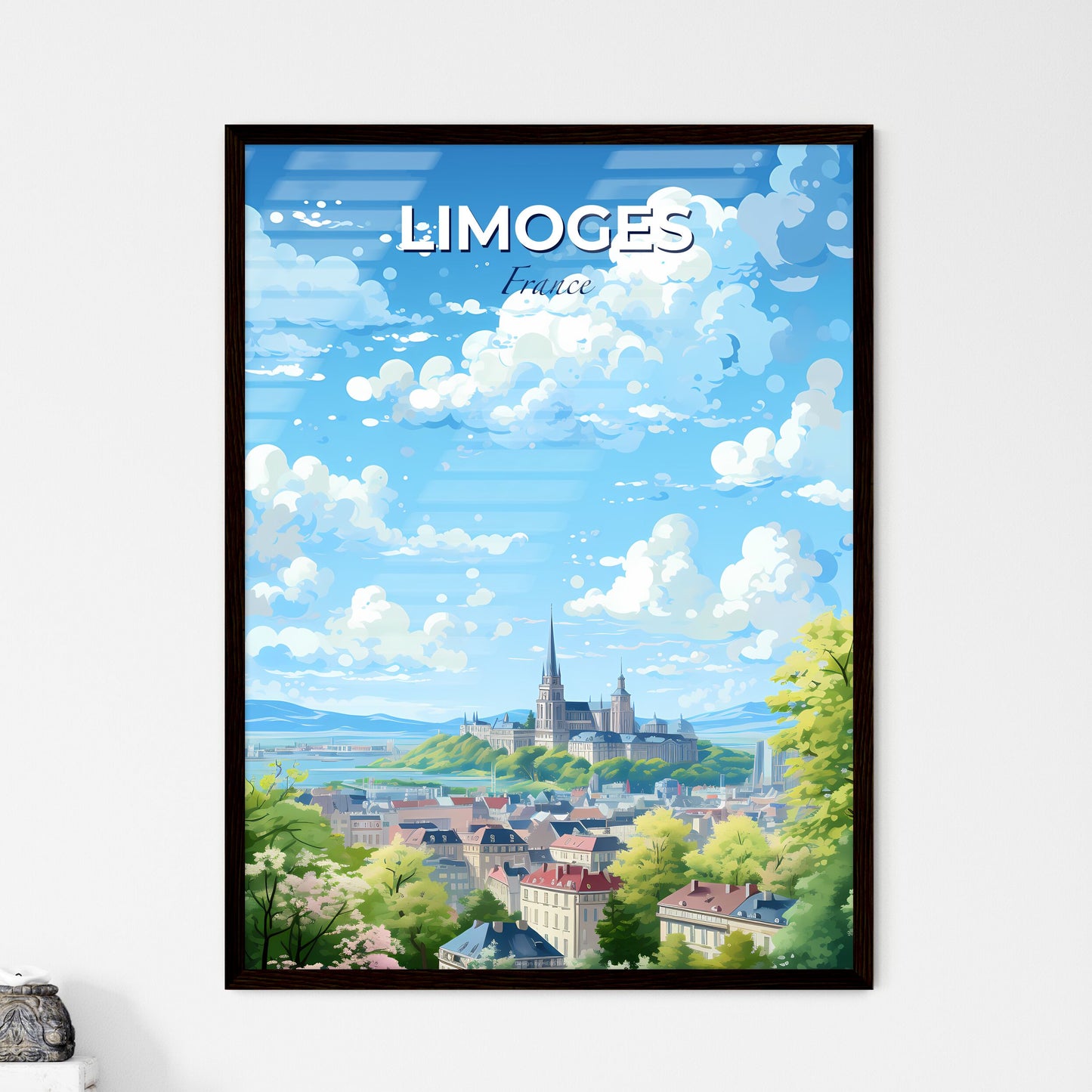Limoges France Skyline - A City Landscape With A Castle And Trees - Customizable Travel Gift Default Title