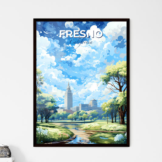 Fresno California Skyline - A Park With Trees And A City In The Background - Customizable Travel Gift Default Title