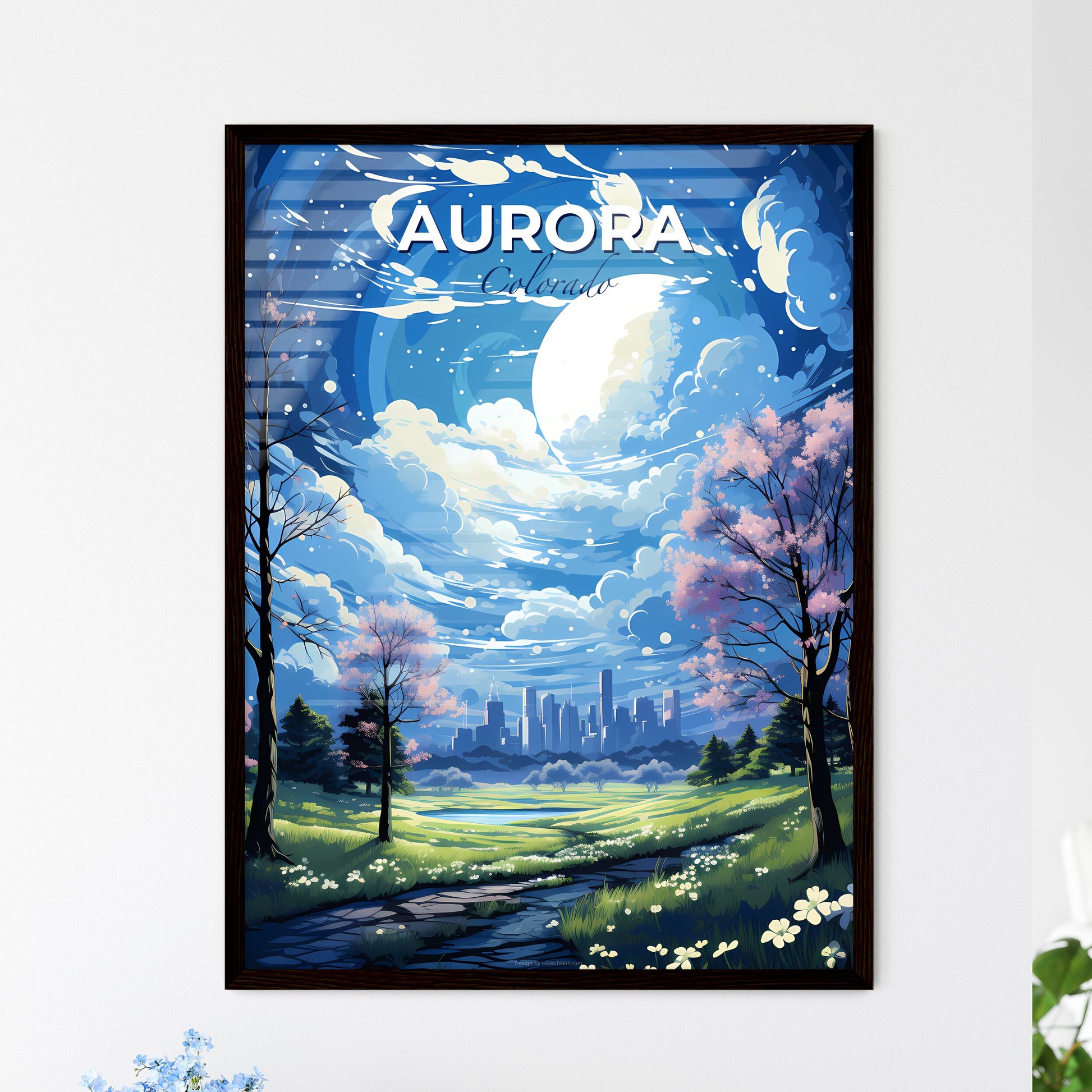 Aurora Colorado Skyline - A Landscape With Trees And A City In The Background - Customizable Travel Gift Default Title