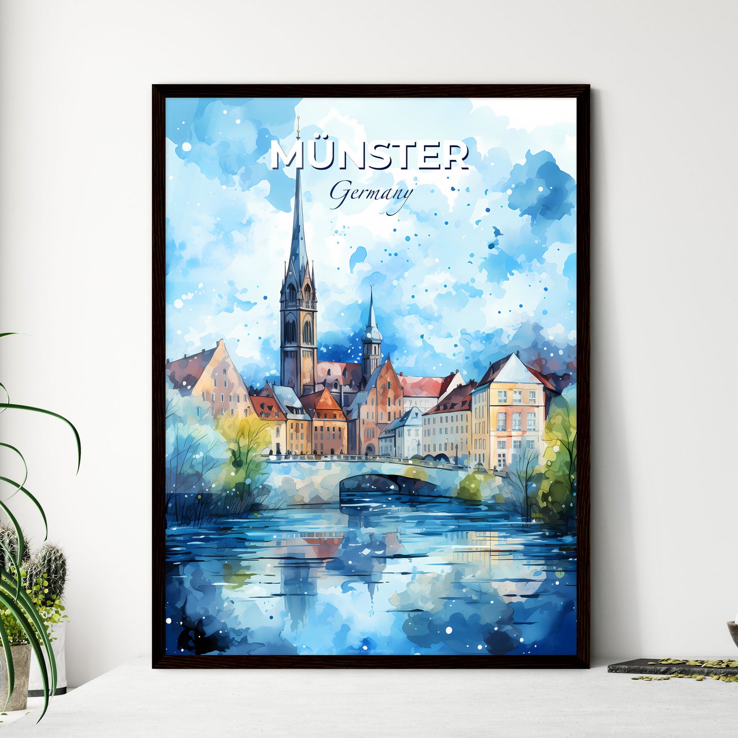 Münster Germany Skyline - A Watercolor Painting Of A City - Customizable Travel Gift Default Title