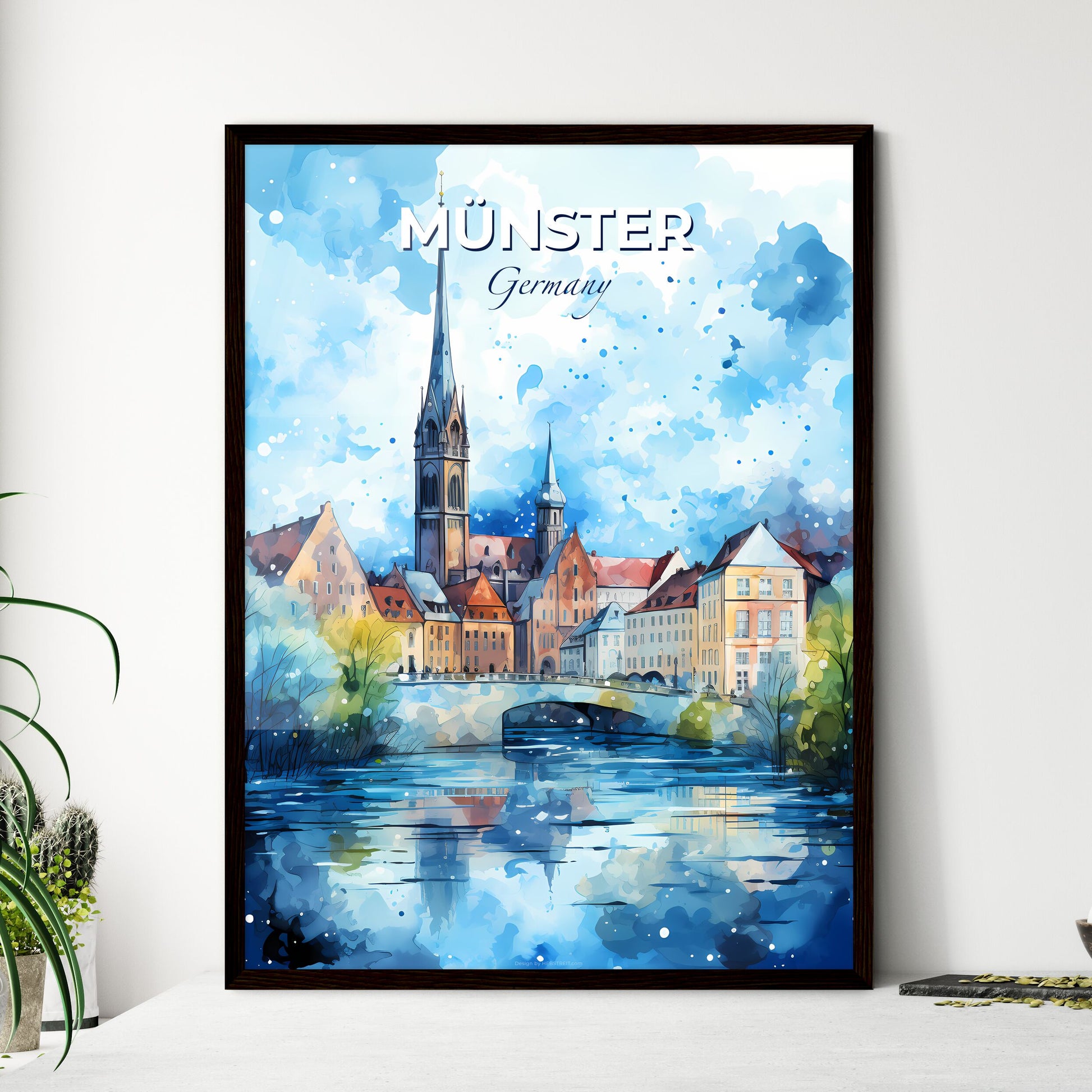 Münster Germany Skyline - A Watercolor Painting Of A City - Customizable Travel Gift Default Title