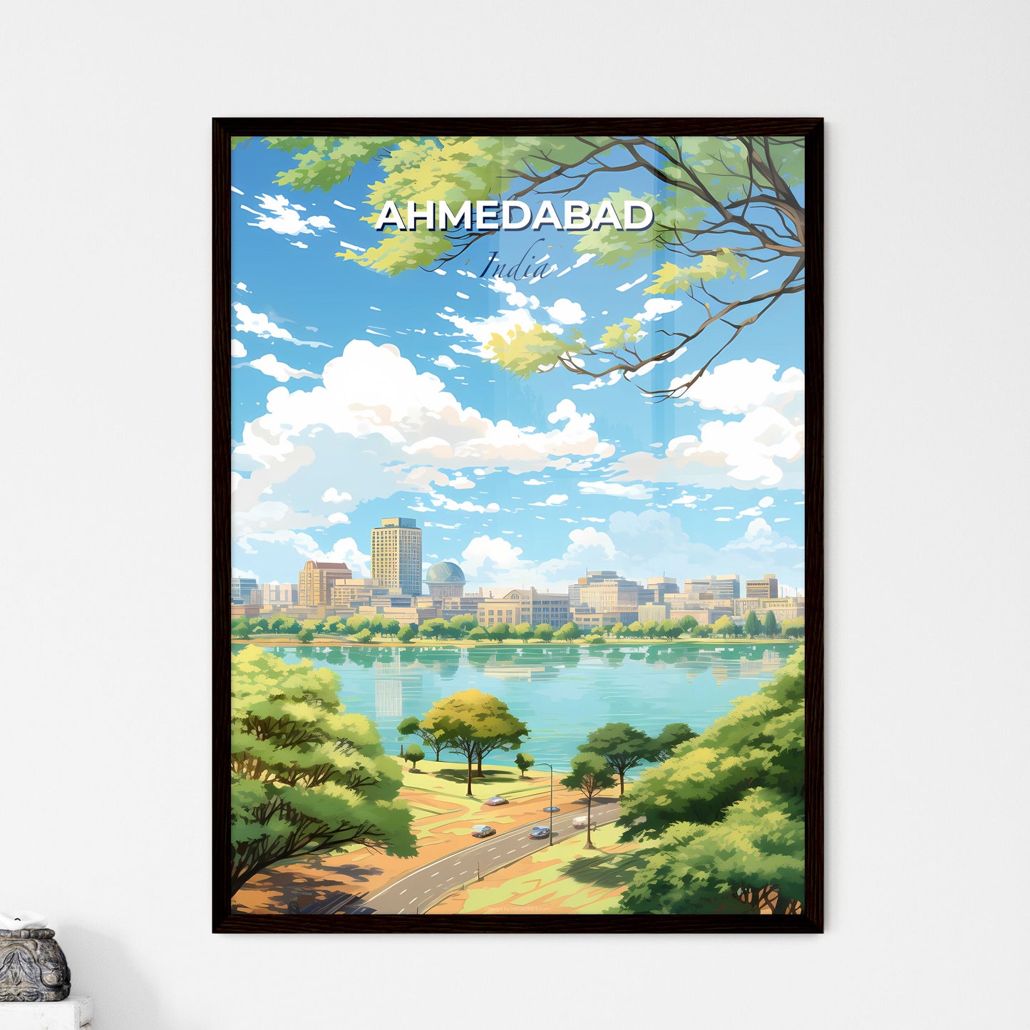 Ahmedabad India Skyline - A City By A Lake - Customizable Travel Gift Default Title