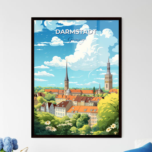 Darmstadt Hesse Germany Skyline - A City With Trees And Buildings - Customizable Travel Gift Default Title