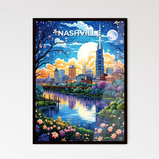 Nashville Tennessee Skyline - A River With Trees And A City In The Background - Customizable Travel Gift Default Title