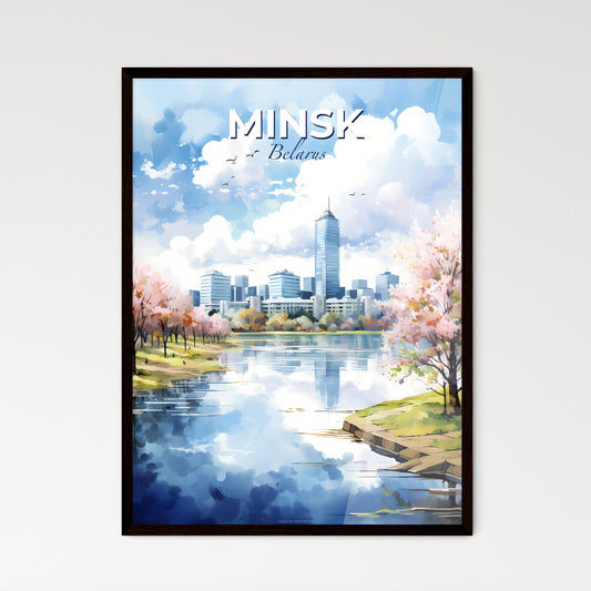 Minsk Belarus Skyline - A Watercolor Of A City With Trees And A River - Customizable Travel Gift Default Title