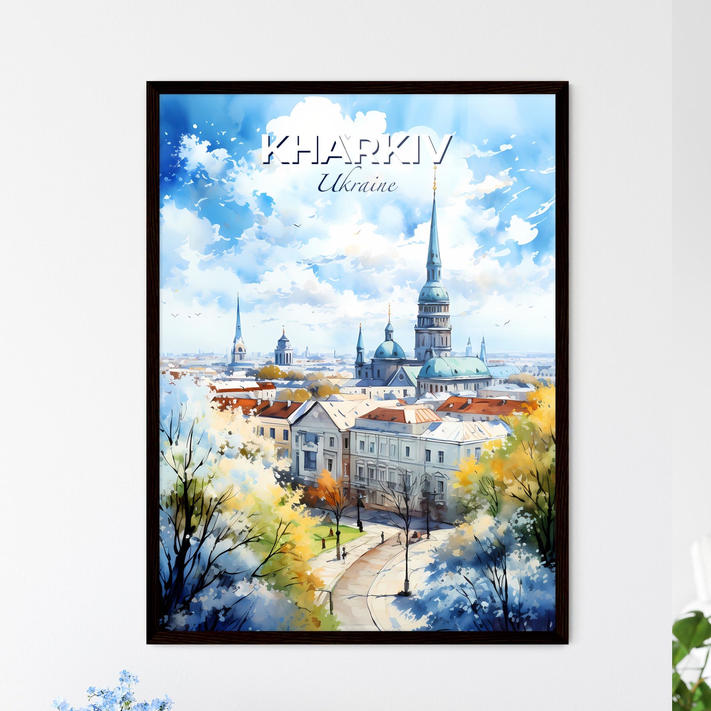 Kharkiv Ukraine Skyline - A Watercolor Painting Of A City - Customizable Travel Gift Default Title