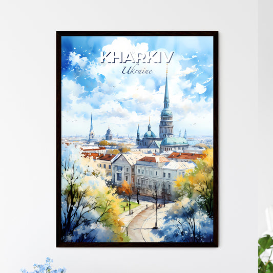 Kharkiv Ukraine Skyline - A Watercolor Painting Of A City - Customizable Travel Gift Default Title