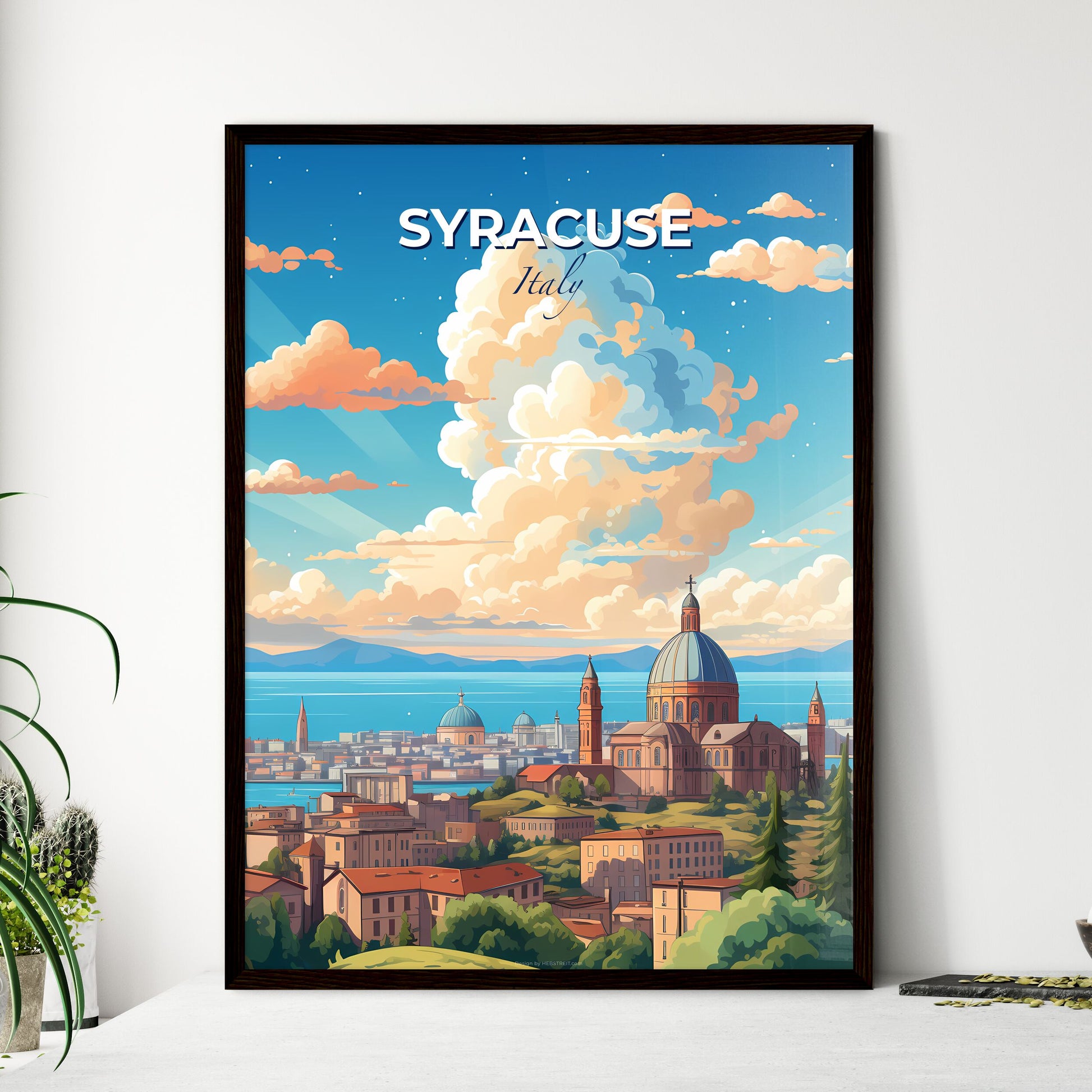 Syracuse Italy Skyline - A City With A Dome And A Body Of Water - Customizable Travel Gift Default Title