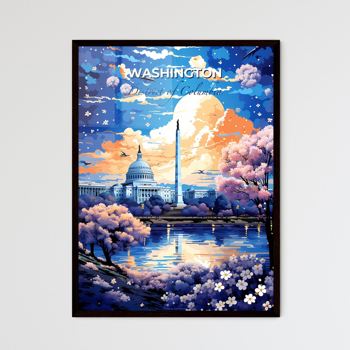 Washington DC Skyline - A Painting Of A Building With A Monument And A Body Of Water - Customizable Travel Gift Default Title