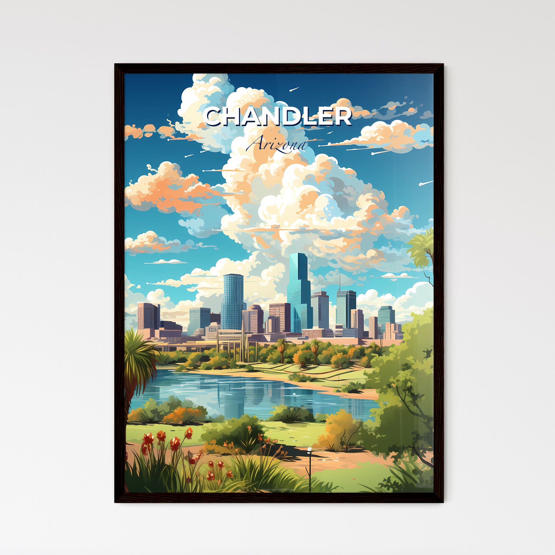 Chandler Arizona Skyline - A City Landscape With A River And Trees - Customizable Travel Gift Default Title