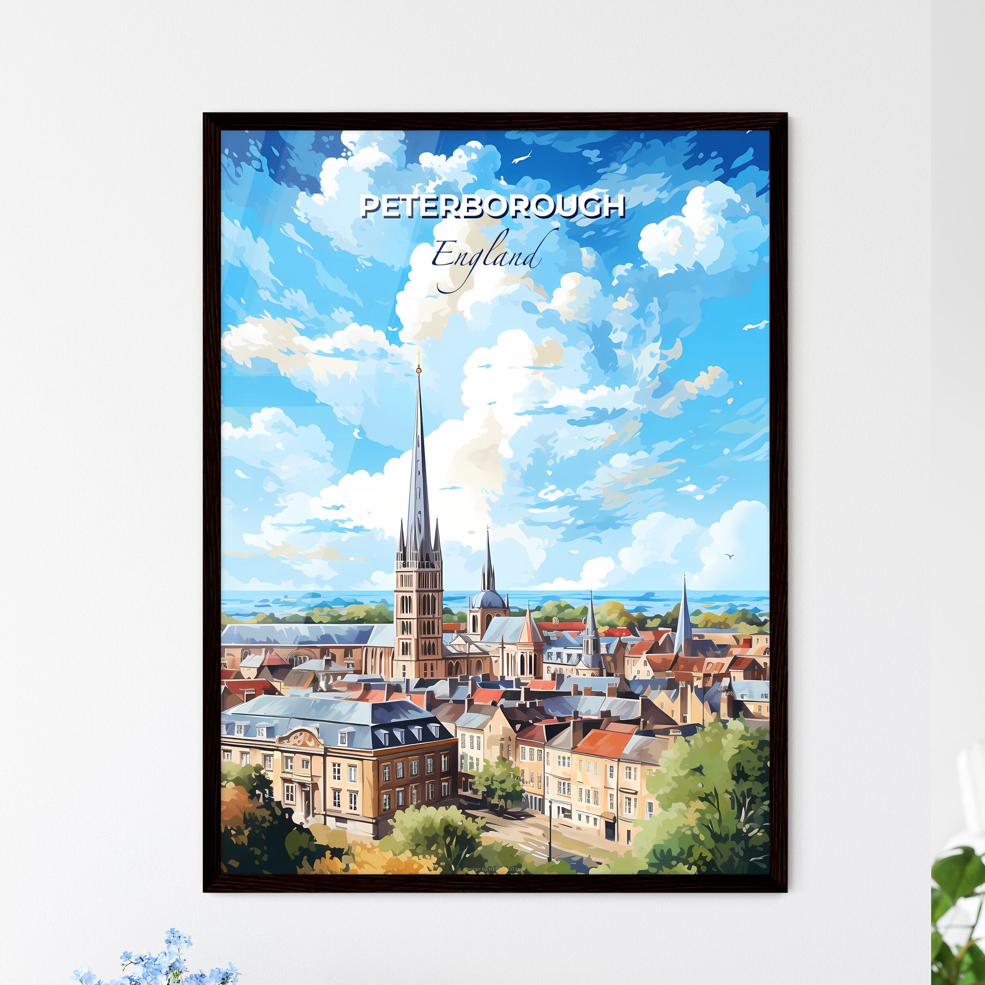 Peterborough England Skyline - A City With A Tall Spire - Customizable Travel Gift Default Title
