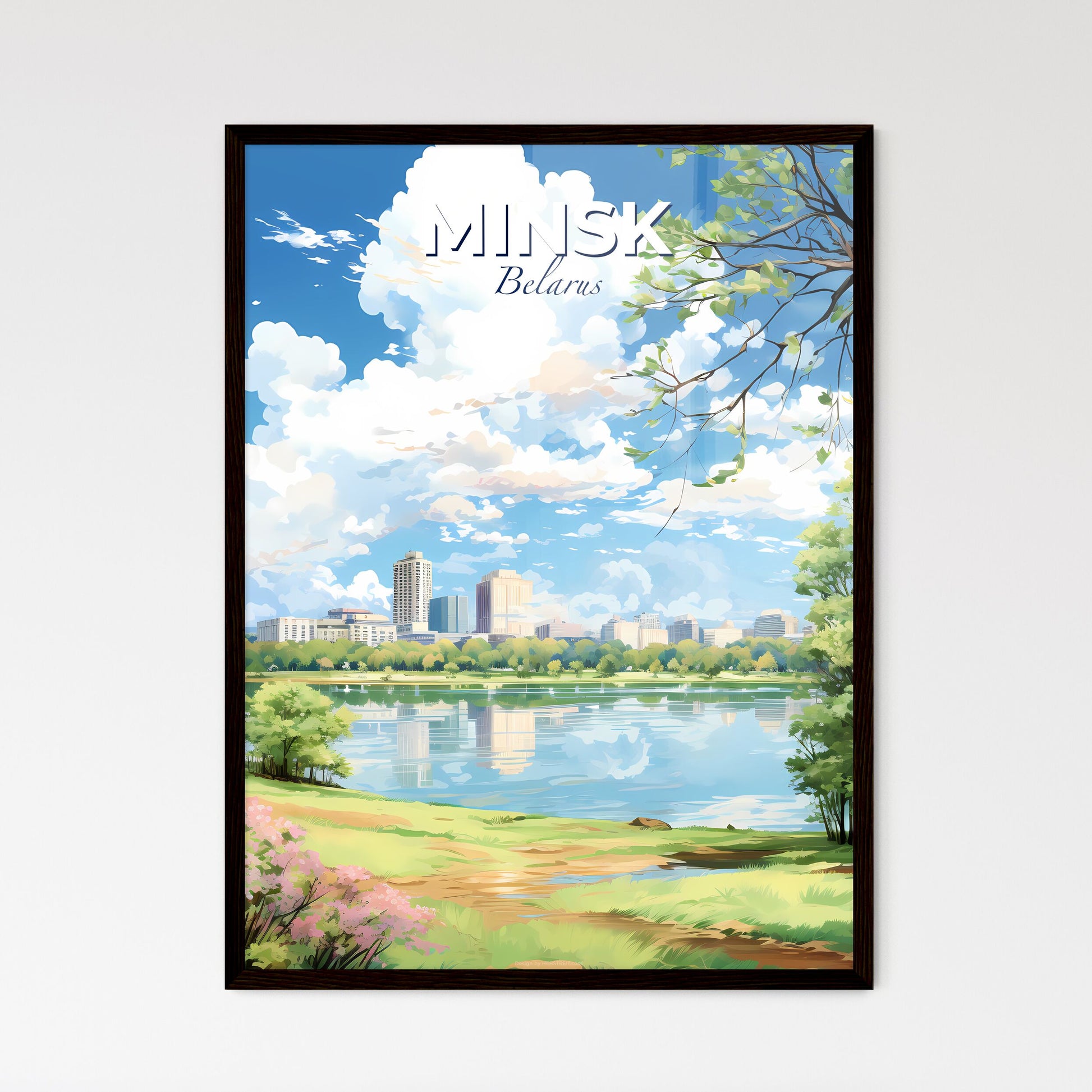 Minsk Belarus Skyline - A Water Body With Trees And Buildings In The Background - Customizable Travel Gift Default Title