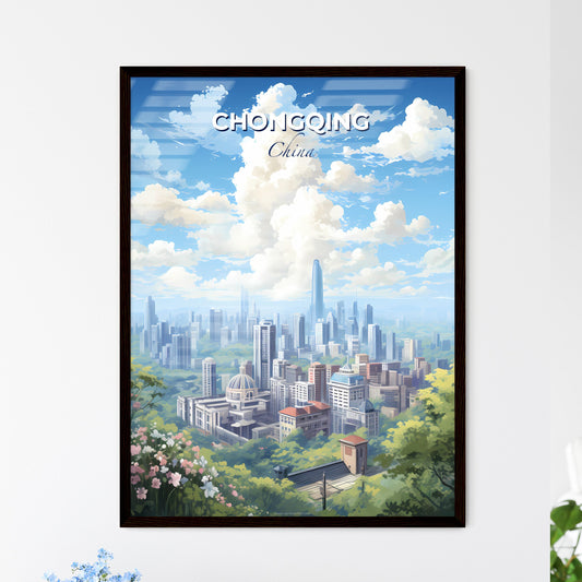 Chongqing China Skyline - A City Landscape With Trees And Clouds - Customizable Travel Gift Default Title