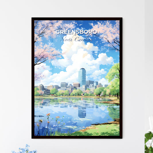 Greensboro North Carolina Skyline - A Cityscape With Trees And A Lake - Customizable Travel Gift Default Title