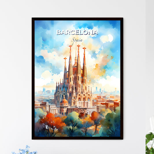 Barcelona Spain Skyline - A Painting Of A Castle - Customizable Travel Gift Default Title