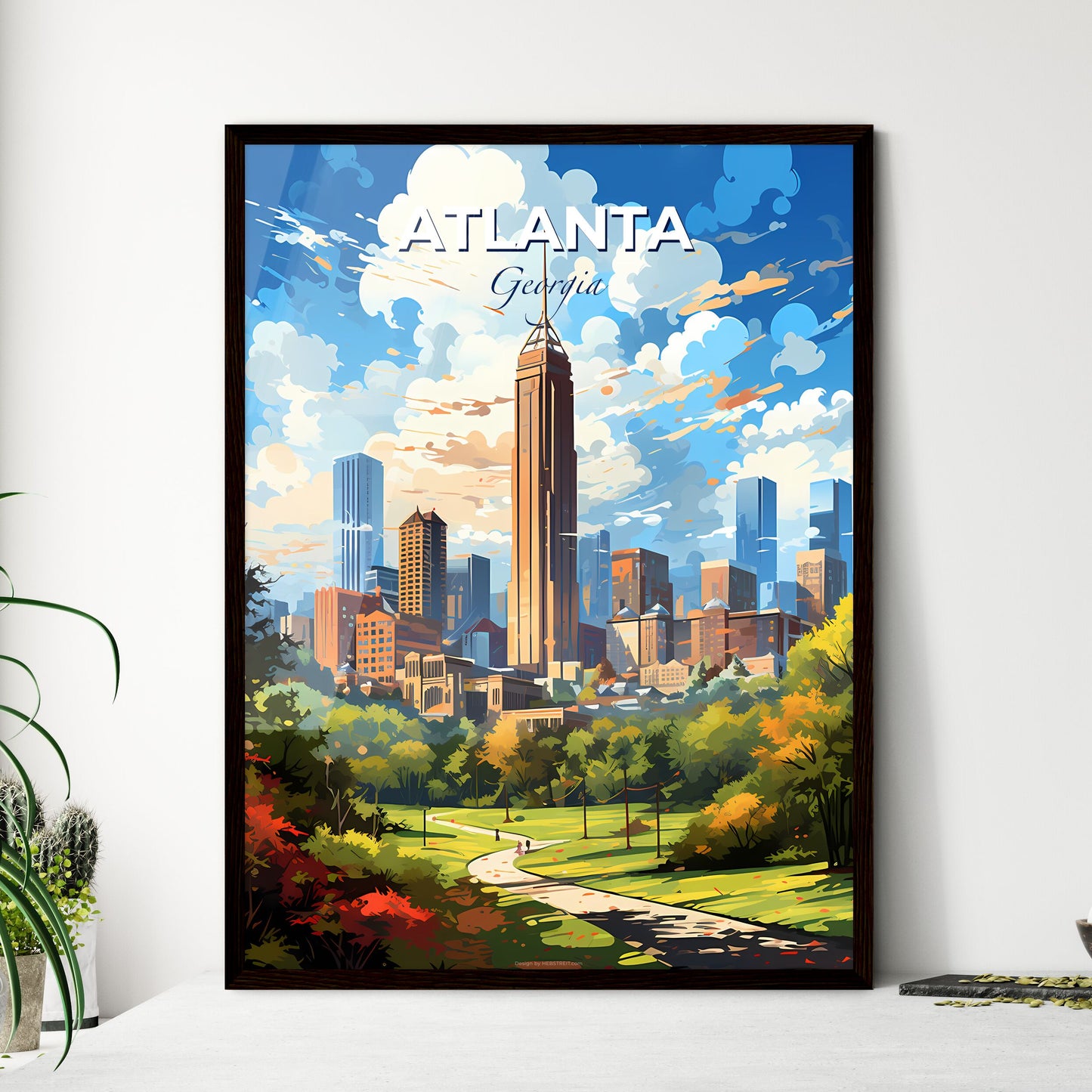 Atlanta Georgia Skyline - A City Landscape With Trees And A Tall Tower - Customizable Travel Gift Default Title