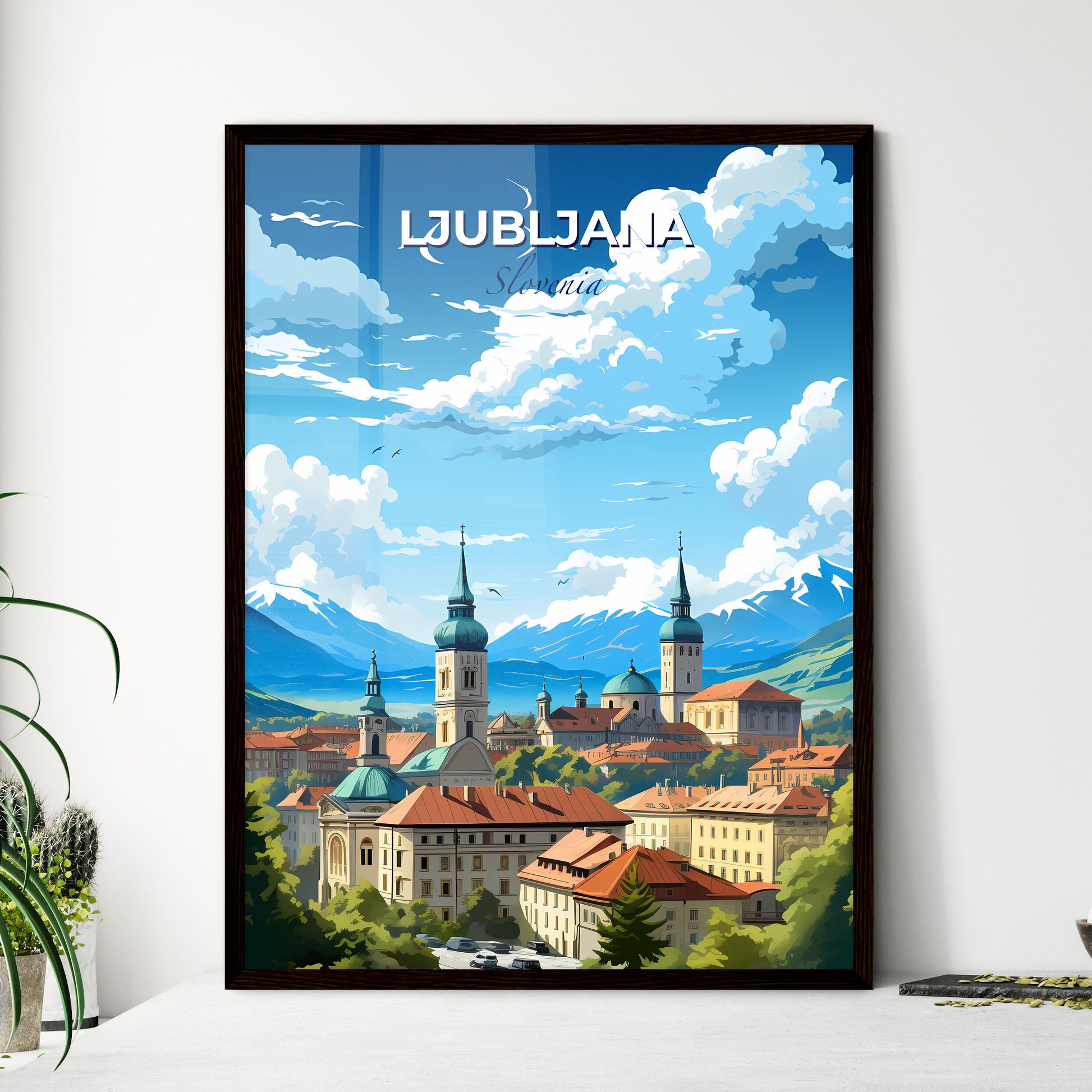 Ljubljana Slovenia Skyline - A City With Many Towers And Mountains In The Background - Customizable Travel Gift Default Title