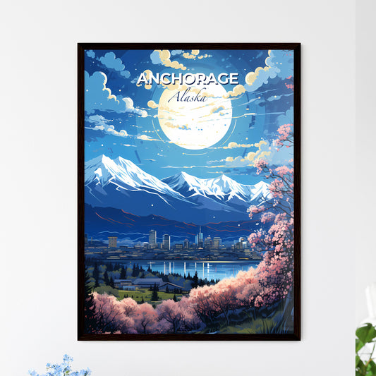 Anchorage Alaska Skyline - A Full Moon Over A City - Customizable Travel Gift Default Title
