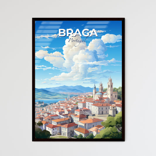 Braga Portugal Skyline - A City With Red Roofs And A Church - Customizable Travel Gift Default Title